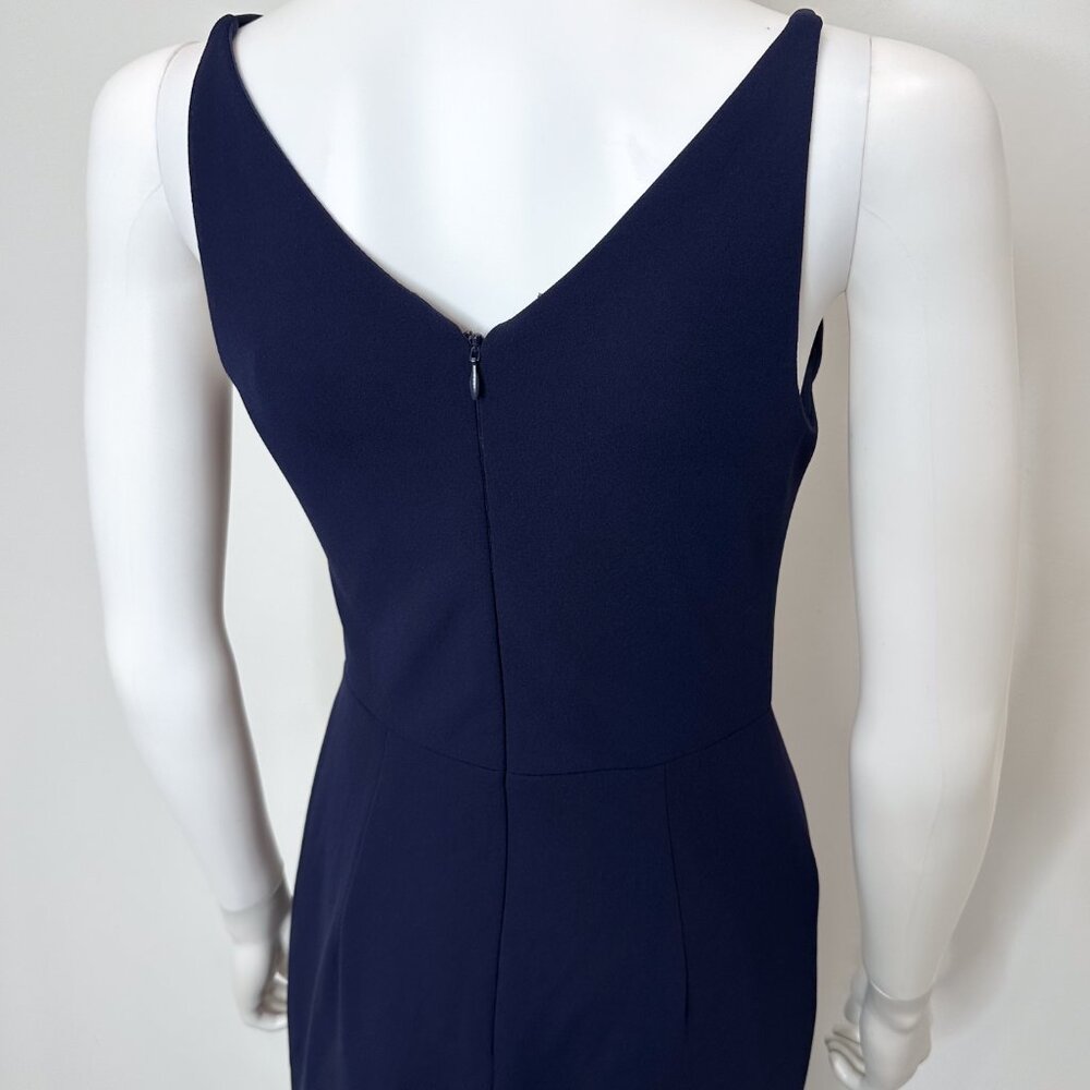Anthropologie BHLDN Tatum V-Neck Crepe Gown Maxi Dress in Navy Women's Size 6 - Picture 8 of 16